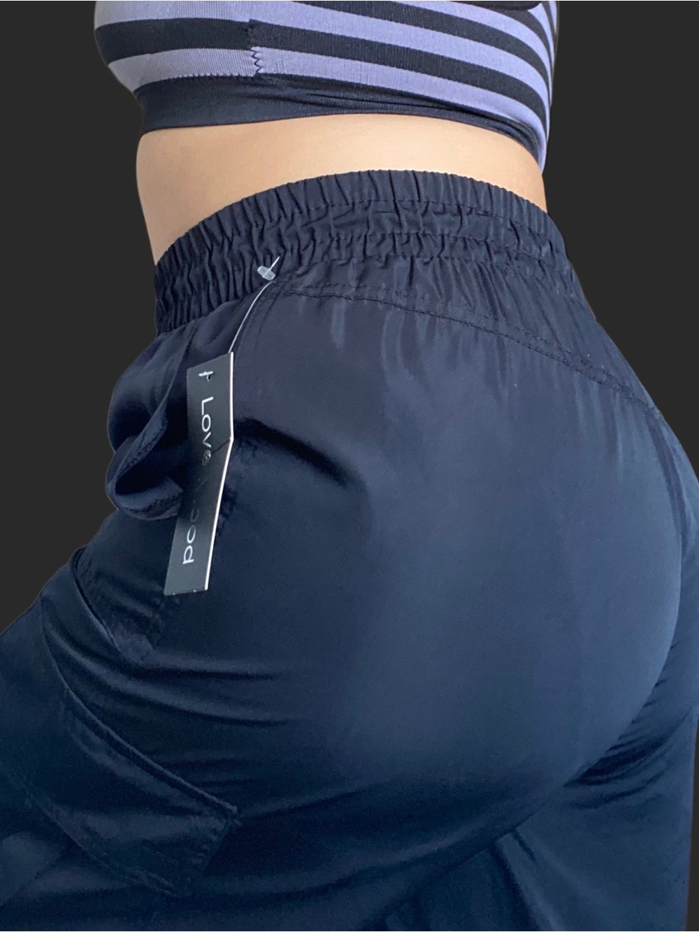 Black Nylon Cargo Pants (Large)